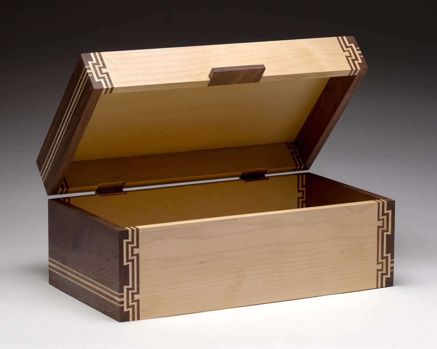 Box - 4 Inlay Maple with Walnut